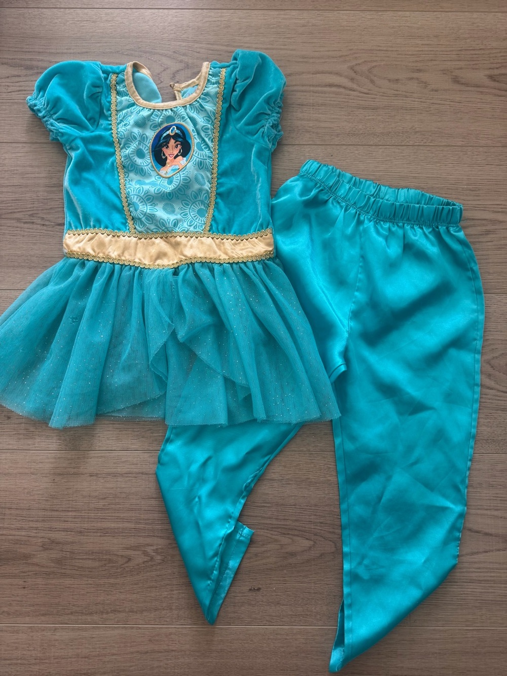 Disney Princess Jasmine Aladdin 2 Pc Costume Playdress Set Teal Pants